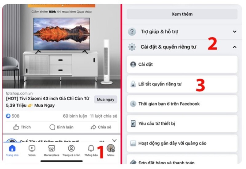 cách ẩn bạn bè fb điện thoại