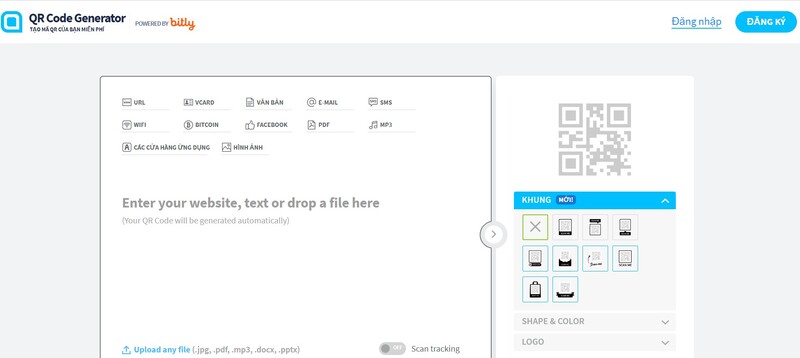 Cách tạo mã QR trên QR Code Generator