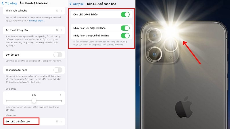 Cập nhật cách bật đèn flash khi có thông báo trên iPhone